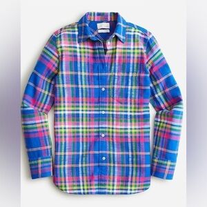 J Crew Classic-fit flannel shirt in colorful plaid